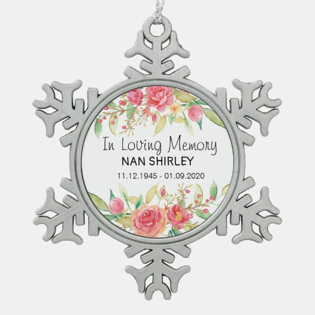 Ornement Flocon De Neige Sympathy Memorial In Love Memory [personnaliser] (Devant)