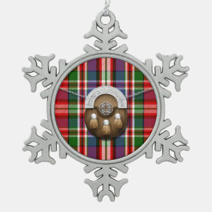 Ornement Flocon De Neige Tartan et escarcelle rouges de MacFarlane de clan