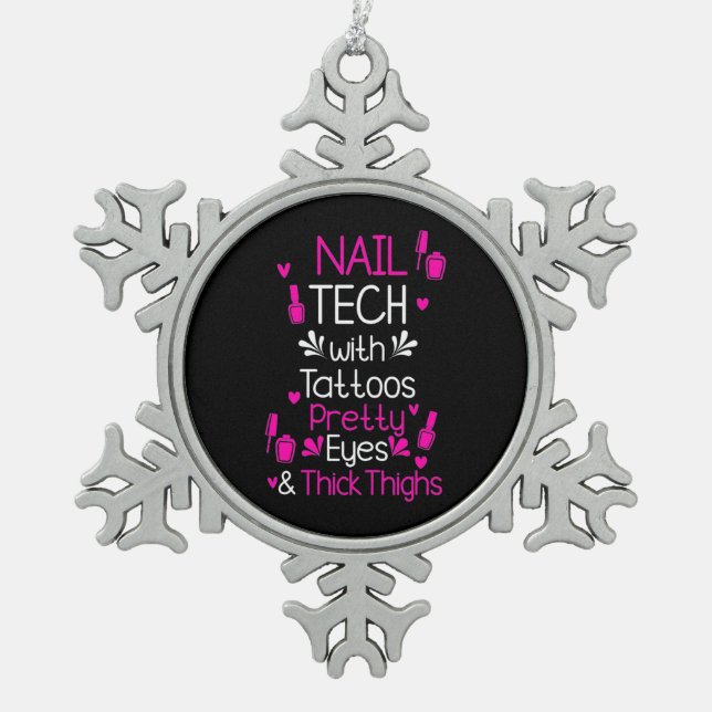 Ornement Flocon De Neige Technologie Nail Avec Tatouages (Devant)