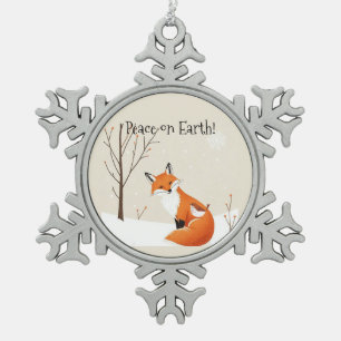 Ornement Flocon De Neige Terre de Paix sur mesure Minimaliste animal de ren