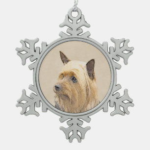 Ornement Flocon De Neige Terrier soyeux peignant - art original mignon de