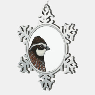Ornement Flocon De Neige Tête de colin de Virginie
