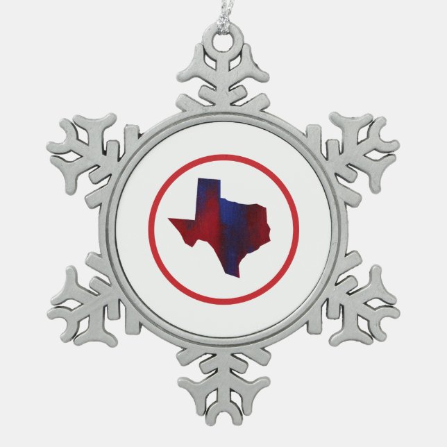 Ornement Flocon De Neige Texas State Abstrait Rouge & Bleu (Devant)