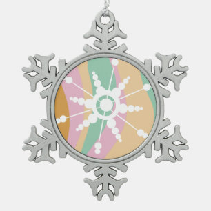 Ornement Flocon De Neige Tie Dye Liquide Retro Super Noël Beige Vert