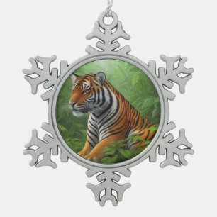 Ornement Flocon De Neige Tigre dans la jungle