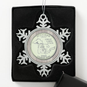 Ornement Flocon De Neige Tinted Michigan State Quarter
