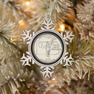 Ornement Flocon De Neige Tinted Pennsylvania State Quarter