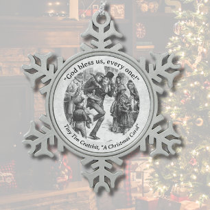 Ornement Flocon De Neige Tiny Tim "Un chant de Noël" Dickens Vintage