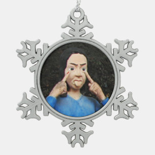 Ornement Flocon De Neige Tirer Les Visages Derrière Le Dos