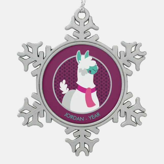 Ornement Flocon De Neige Tommy le lama (Devant)