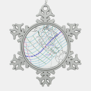 Ornement Flocon De Neige Total Solaire Eclipse 2024 Global Path