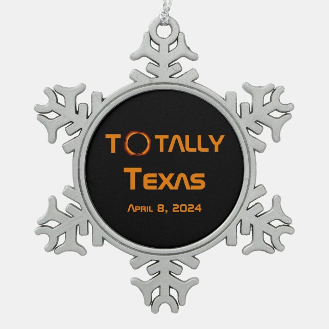 Ornement Flocon De Neige Totalement Texas 2024 Solar Eclipse (Devant)