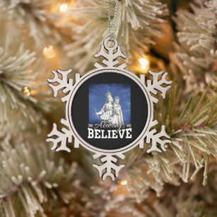 Ornement Flocon De Neige Toujours croire Marie bébé Jésus Citation de Noël
