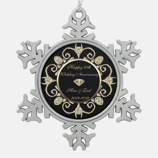 Ornement Flocon De Neige Tourbillon de diamants dorés 50e anniversaire de m (Devant)