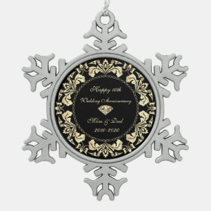 Ornement Flocon De Neige Tourbillons d'Or Diamant 10e Anniversaire de Maria