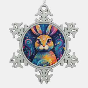 Ornement Flocon De Neige Tourbillons et coeurs Bleu
