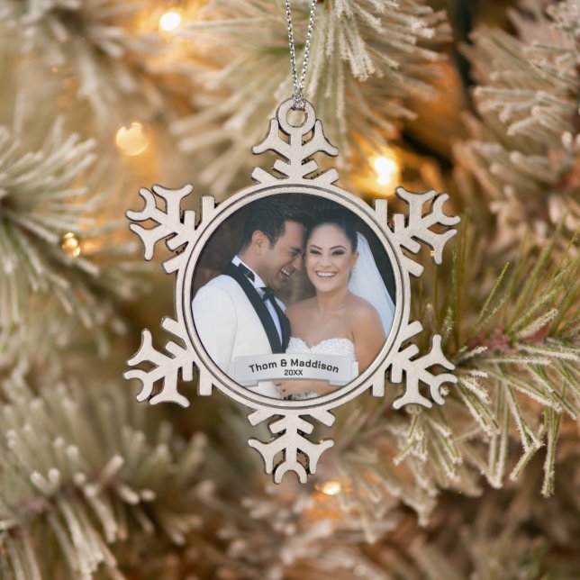 Ornement Flocon De Neige Tout juste marié première garde de Noël (Arbre)
