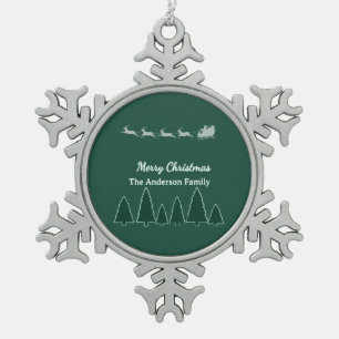 Ornement Flocon De Neige Traîneau de Noël Famille Evergreen Flocon de Neige