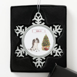 Ornement Flocon De Neige Tri-Color King Charles Spaniel Drôle chien de Noël