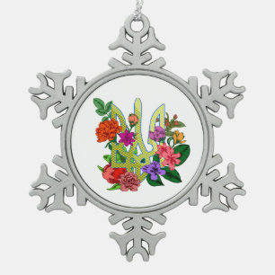 Ornement Flocon De Neige trident tryzub de l'héraldique ukrainienne fleurs 