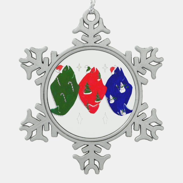 Ornement Flocon De Neige Trio De Vacances De Noël Sympa (Devant)