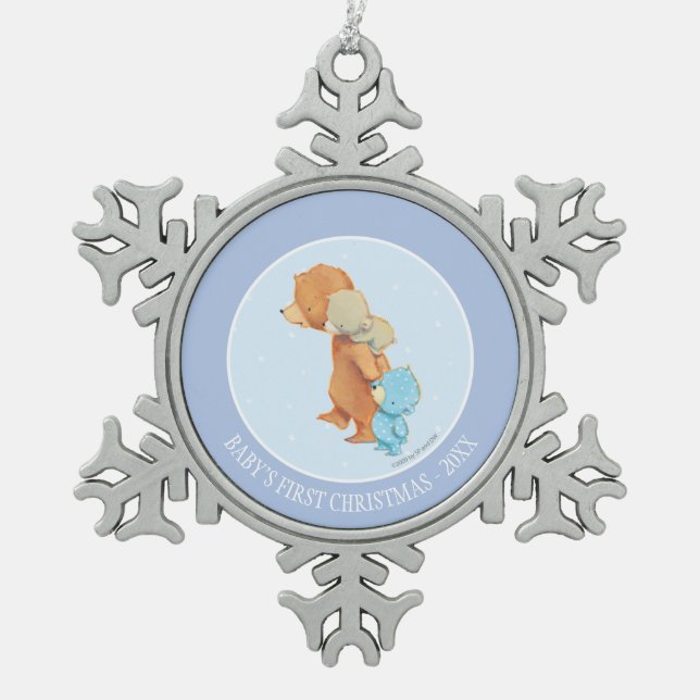 Ornement Flocon De Neige Trois amis adorables d'ours (Devant)