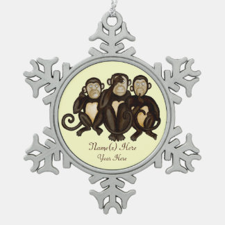 Ornement Flocon De Neige Trois singes sages