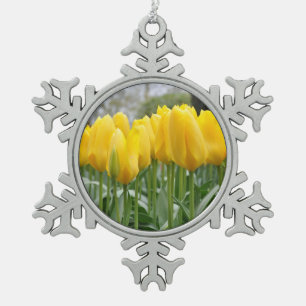 Ornement Flocon De Neige Tulipe de printemps jaune