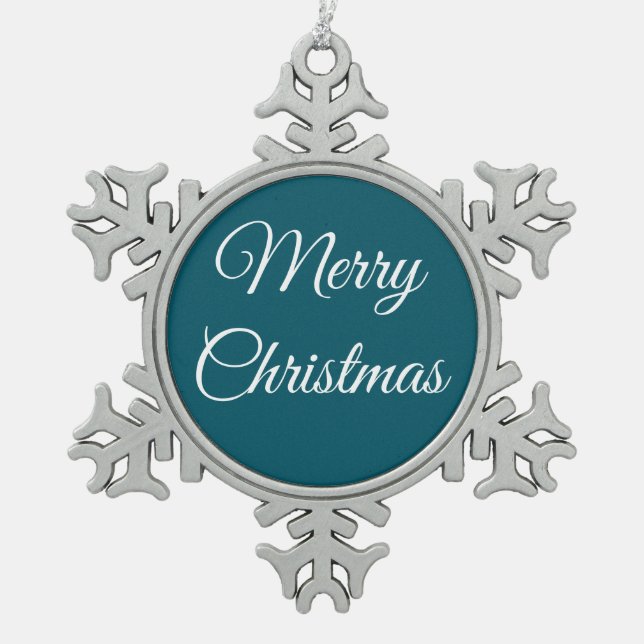 Ornement Flocon De Neige Turquoise foncé et blanc : (Devant)