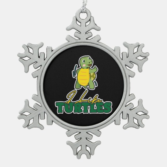 Ornement Flocon De Neige Turtle Lover | J'Aime Les Tortues (Devant)