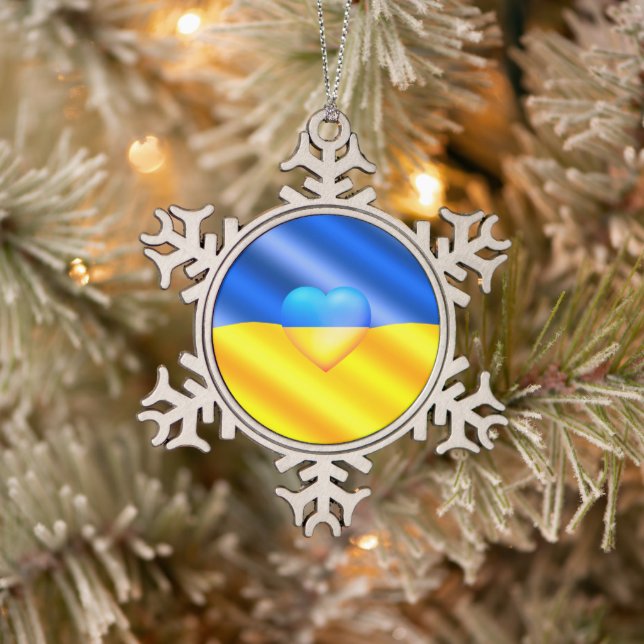 Ornement Flocon De Neige Ukraine drapeau ornement de Noël Paix Liberté (Arbre)