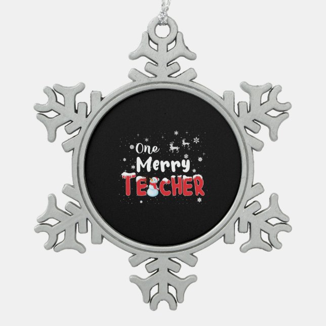 Ornement Flocon De Neige Un joyeux enseignant Snowman Enseigner Noël (Devant)
