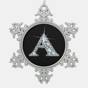 Ornement Flocon De Neige Un Monogramme Faux-"Diamond"