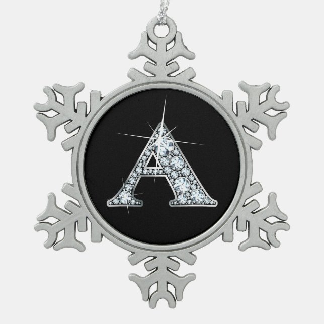 Ornement Flocon De Neige Un Monogramme Faux-"Diamond" (Devant)