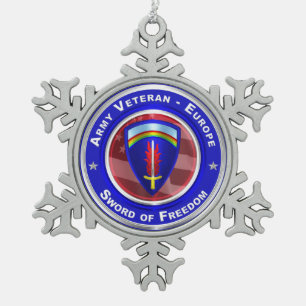 Ornement Flocon De Neige Un vétéran de l'Armée de terre-Europe garde Noël