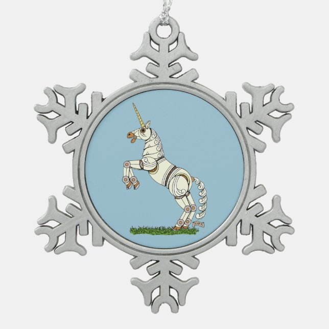 Ornement Flocon De Neige Unicorne mécanique (Devant)