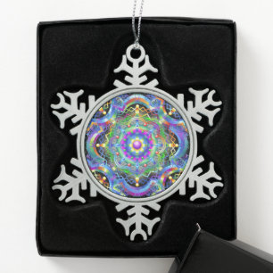 Ornement Flocon De Neige Univers Mandala Couleurs Psychédéliques