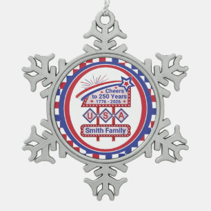 Ornement Flocon De Neige USA 250 personnalisé - Marquee Rétro Patriotique