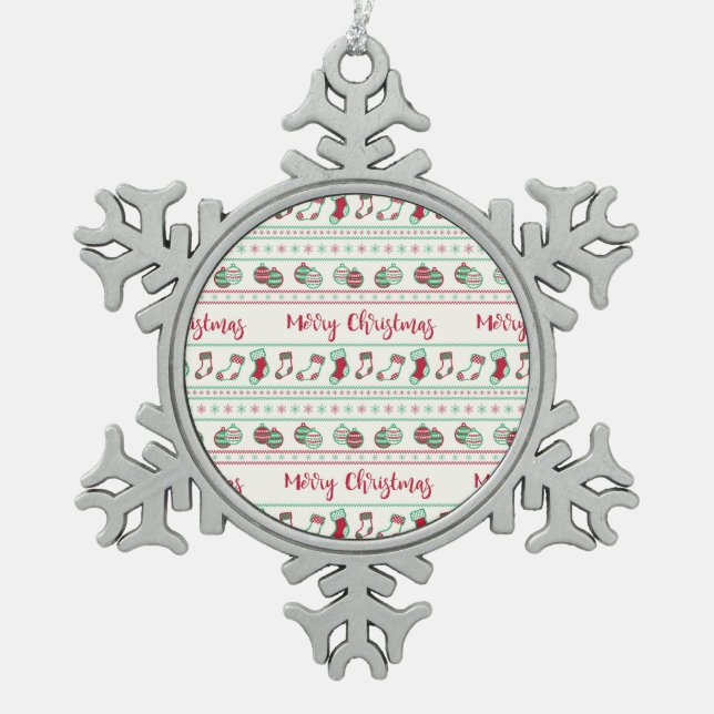 Ornement Flocon De Neige Vacances Motif de Noël moche (Devant)