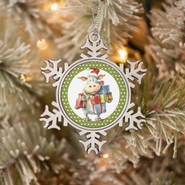 Ornement Flocon De Neige Vache de Noël Pun  (Arbre)