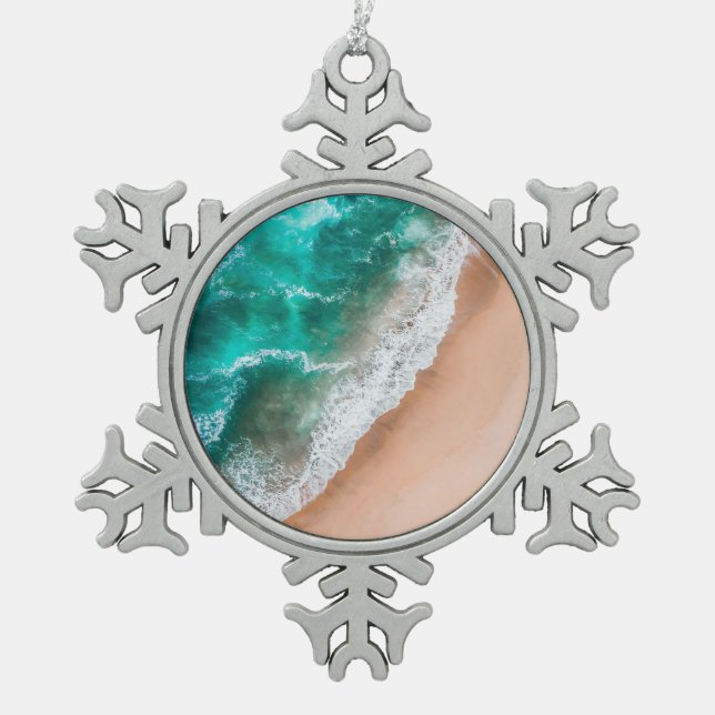 Ornement Flocon De Neige Vagues sur la plage de sable (Devant)