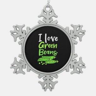 Ornement Flocon De Neige Végétarien I Love Haricots verts