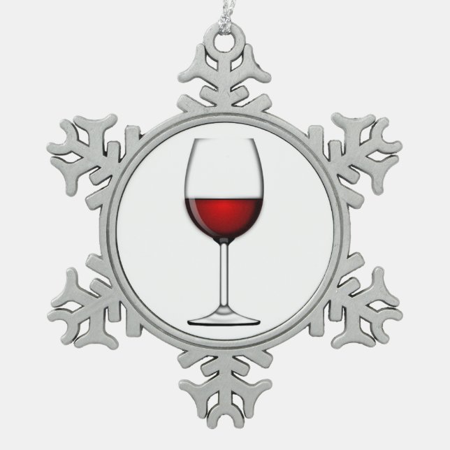 ORNEMENT FLOCON DE NEIGE VERRE DE VIN ROUGE (Devant)