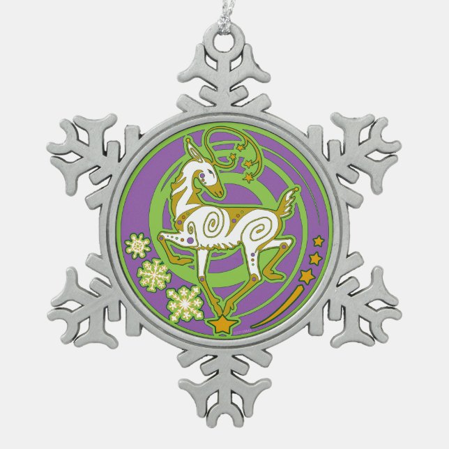 Ornement Flocon De Neige Vert 2017/pourpre d'ornement de Noël de Holidaze (Devant)