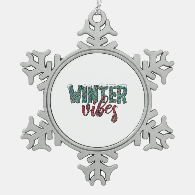 Ornement Flocon De Neige Vibes d'hiver de Noël (Devant)
