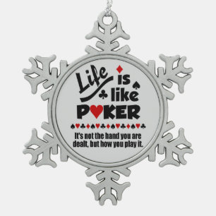 Ornement Flocon De Neige VIE COMME POKER ornement de Noël