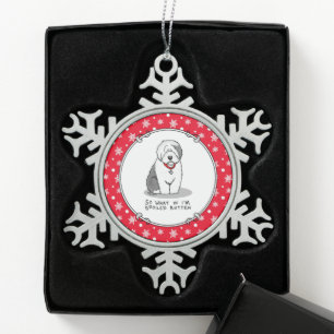 Ornement Flocon De Neige Vieux chien de mouton anglais (Grey 1)