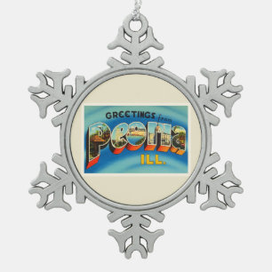 Ornement Flocon De Neige Vieux souvenir de Vintage voyage de Peoria