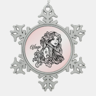 Ornement Flocon De Neige Virgo La Vierge Zodiac rose