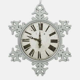 Ornement Flocon De Neige Visage d'horloge